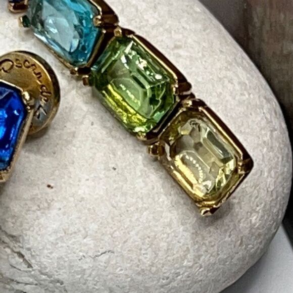 Oscar de la Renta  Opulent Drop Earrings Degrade Blue to Greens - Picture 11 of 13